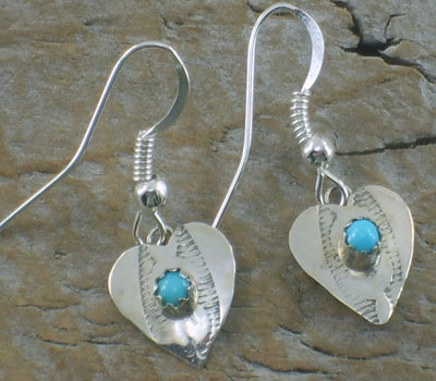Earrings Native American Turquoise Heart -A